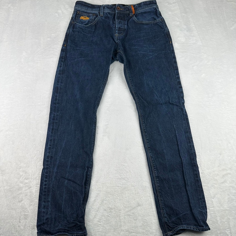 Superdry Officer Vintage Copper Black Denim Jeans Blue Dark Wash 32x32 M70LJ015S